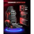 thumbnail image 4 of Bigzzia Gaming Chair with LED Lights, Computer Chair with Lumbar Support, Ergonomic High Back Video Game Chair with Swivel Seat and Headrest, Red, 4 of 8