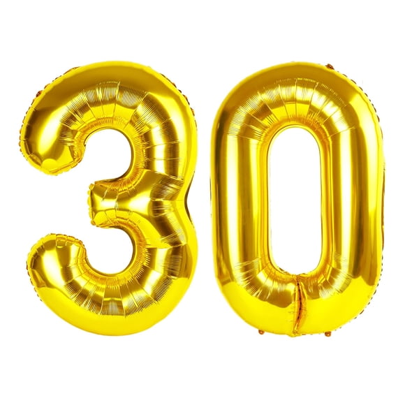 Globos con números Uppesy Gold 30 para fiesta de cumpleaños, 40 cm