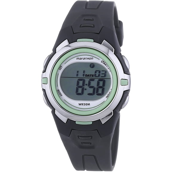 Timex Women's 34mm Black Rubber Band Resin Case Quartz Watch T5k519