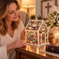 thumbnail image 5 of DIY Light Up Diamond Art Acrylic Cottage, 5D Gem Painting House Ornament with LED Light, Holiday Handmade Craft Decor for Tabletop & Christmas Tree, 5 of 5