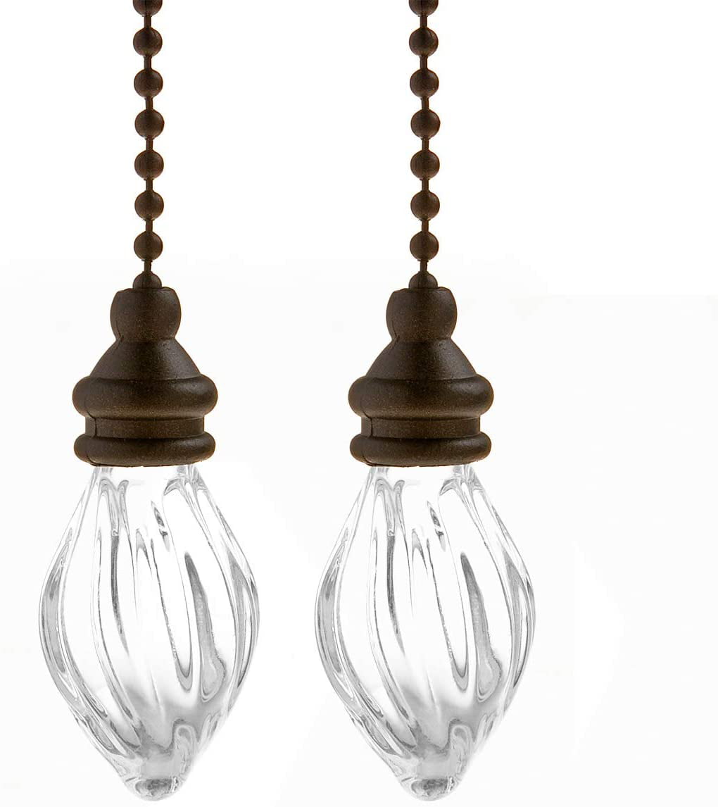 2pcs Light Pull Chains Extension Bronze with Natural Wood Knob Pendant 12 Inch 