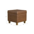 thumbnail image 3 of HomePop Square Storage Ottoman, Brown Faux Leather, 3 of 11