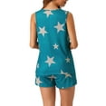 thumbnail image 3 of INSPIRE CHIC Women's Cotton Pajamas 2 Piece Set Sleeveless Tank Shorts Star Print Casual Pajamas Loungewear 2XL Blue, 3 of 6