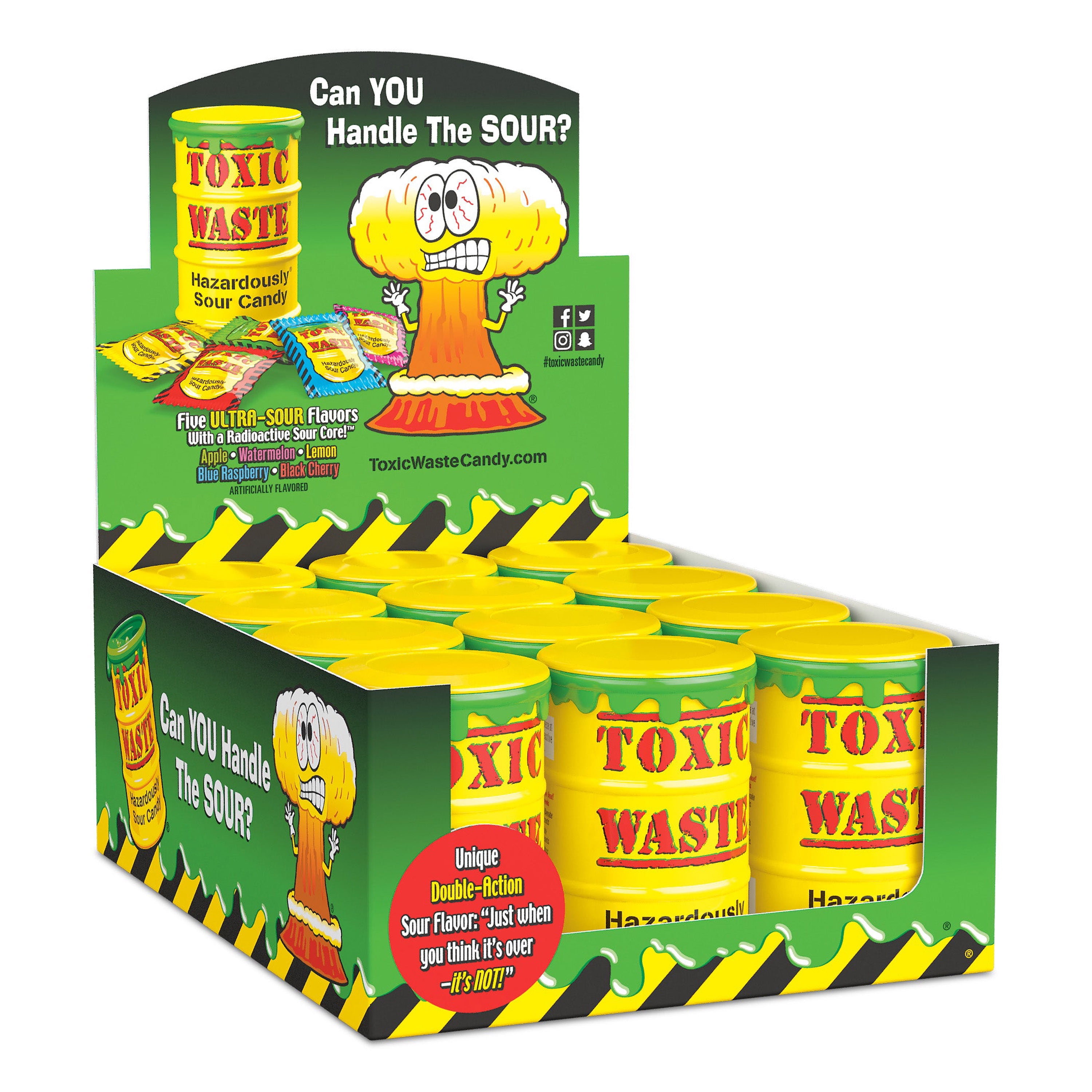 Toxic Waste Hazardously Sour Candy in Original Yellow Drum, 1.7 oz., Contains No Known Allergens