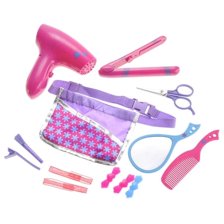 Hair Salon Playset for Kids, 13-Piece Hair Stylist Pretend Play Set with Accessories