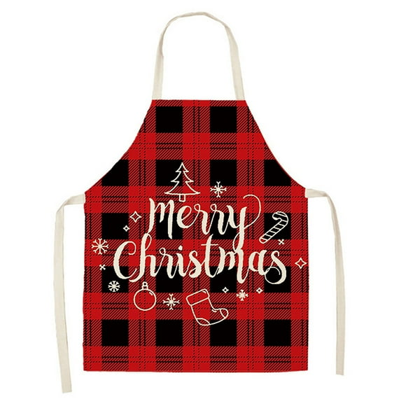 KDFJPTH Christmas Kitchen Cooking Aprons Black And Red Plaid Aprons Adjustable Buffalo Plaid Baking Apron Grilling Christmas Apron With Snowflake... Cooking Aprons for Kids Age 10-13