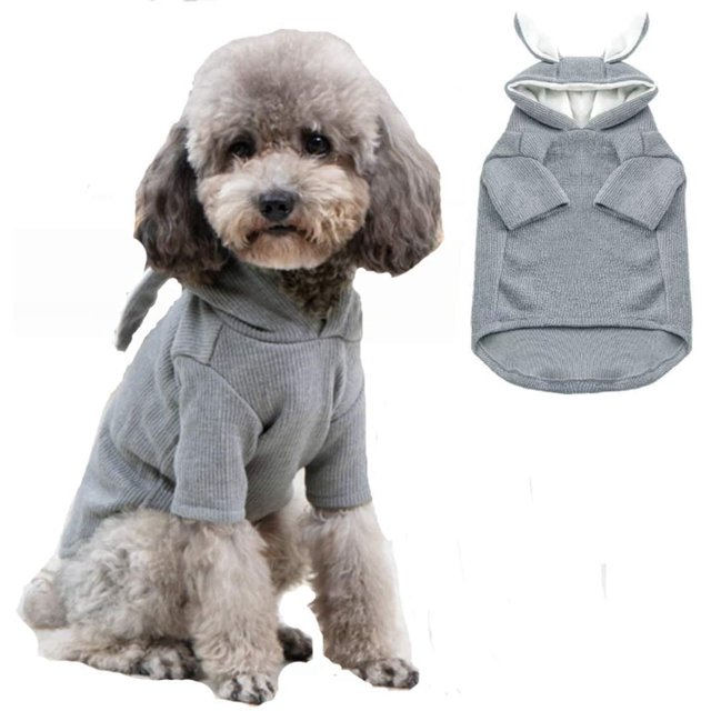 Sudadera con capucha para mascotas, traje de gato y conejo con orejas de conejo, sudadera bonita, suéter de punto para cachorros de primavera y otoño, prendas de punto suaves para gatitos Xemadio WRMH-937-6