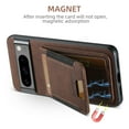 thumbnail image 2 of Compatible with Google Pixel 8A Flip Wallet Phone Case with Card Holder Elastic,Magnetic Back Flip Kickstand Cover Premium PU Leather Business Classic Style Shockproof Case,Brown, 2 of 12