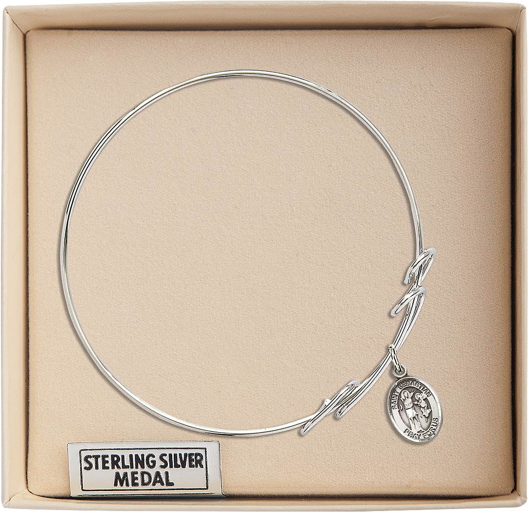 Sebastian Surfing Charm On A 7 1/2 Inch Round Double Loop Bangle Bracelet St