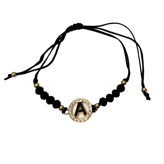 Alphabet Letter Black Adjustable Bracelet for Women Men