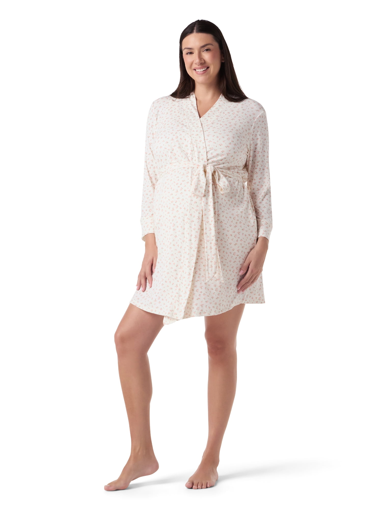 Ingrid & Isabel For Every Belly Women's Maternity Ribbed Robe, Sizes S-XXXL