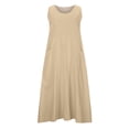 thumbnail image 4 of Ersazi Robe Longue d'Été Décontractée Sans Manches en Coton et Lin Unie pour Femmes, Mode, Robes d'Été pour Femmes 2023 10- Kaki 5TG, 4 of 8