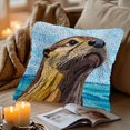 thumbnail image 6 of DIY Latch Hook Pillow Cover Kits Cartoon Otter in Sea Stamped Handamade Pillowcase Crochet Yarn Hook and Latch Emboridery Throw Pillow for Home Sofa Decor 43x43cm(7), 6 of 8