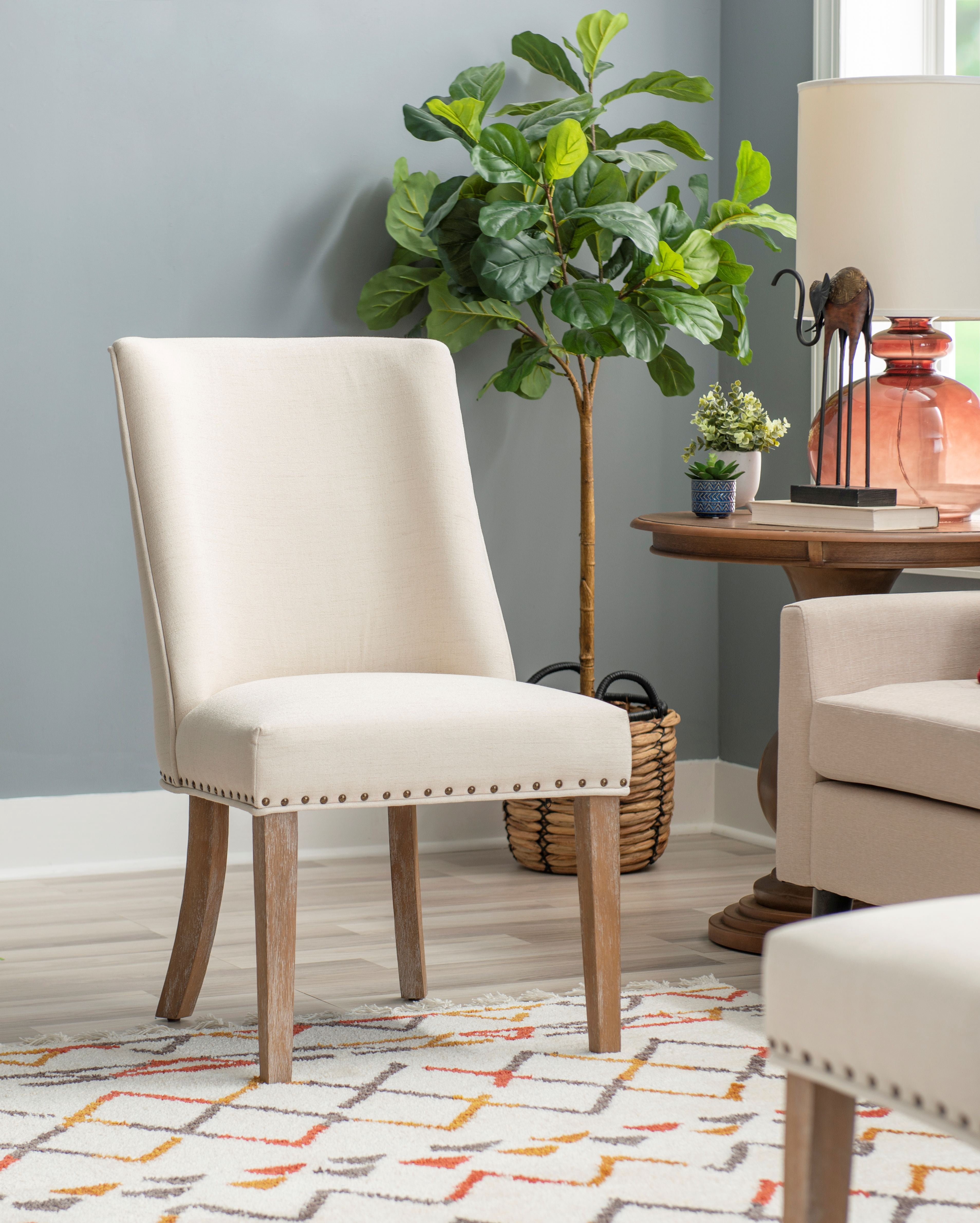 Powell Augusta Upholstered Dining Chair, Set of 2, Natural with Natural