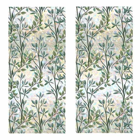 LAMIRO Stained Glass Window Film, Static Cling Window Privacy Film Decorative Uv Sun Blocking Non-Adhesive Glass Window Covering for Home Bathroom Decorative Window Film