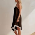 thumbnail image 6 of Tqcoqu Women's Asymmetrical Summer Linen Dress,Spaghetti Strap Lace Trim Bohemian Sleeveless Loose Vacation Beach Dresses,Brown Women's S-XXL, 6 of 7