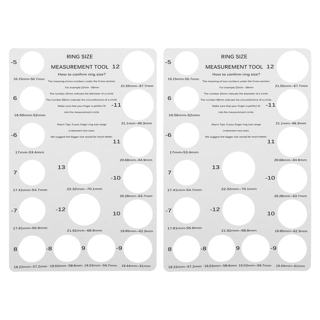 2 piezas de cartón para medir anillos, hojas de cartón para joyería, herramienta para medir anillos, regla medidora, medidor de anillos, herramientas para medir anillos, tamaño de anillos de EE. UU.
