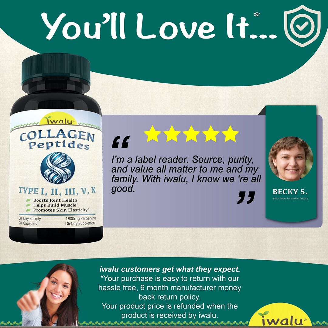 Collagen Peptides Types I II III V X - Joint Health Skin Elasticity Hair Nail Nourishment - Full Spectrum Collagen to Boost Joint Comfort & Skin Hydration - 90 Capsules - NSF Certified - iwalu USA