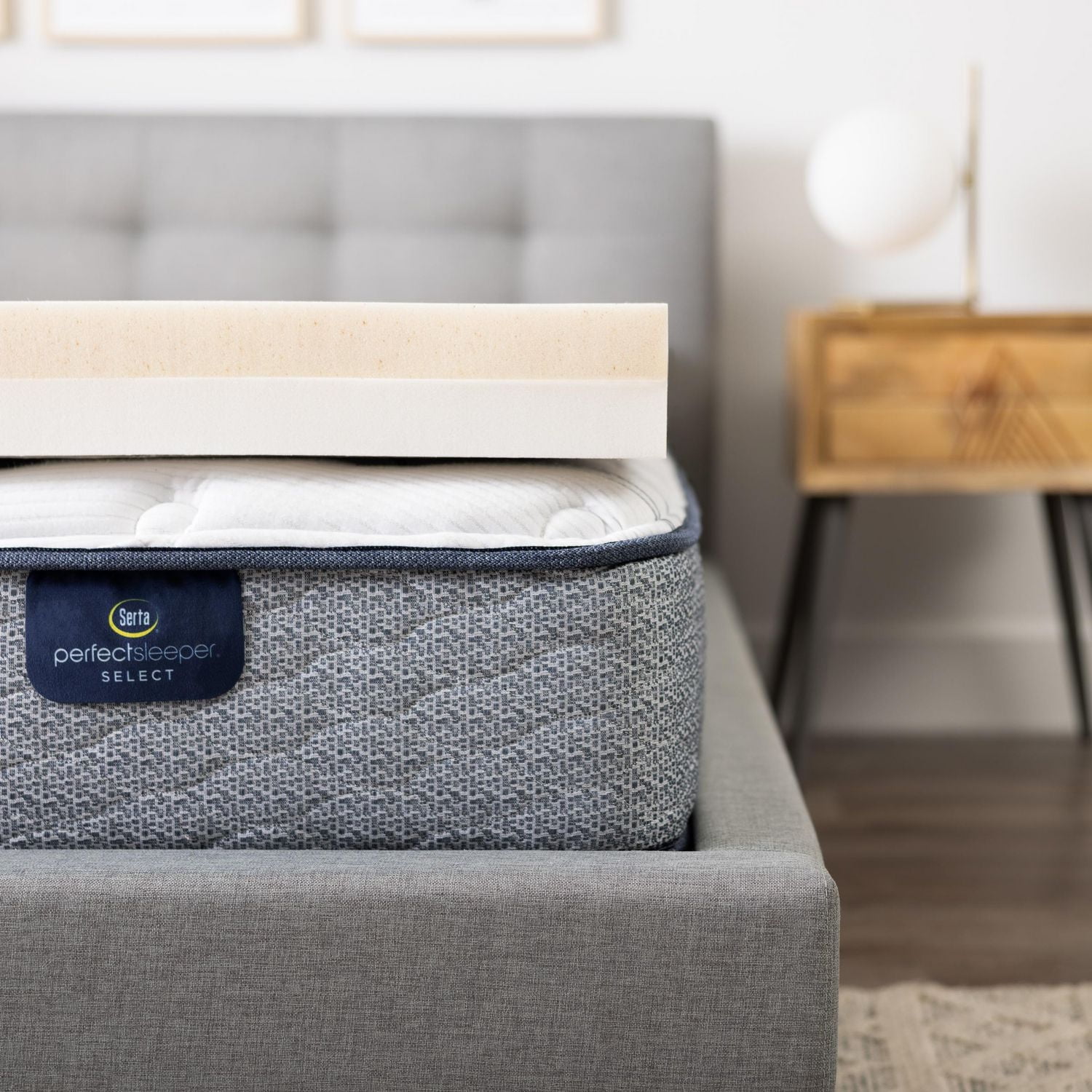 SERTAPEDIC Memory Foam Mattress Topper, Queen, Cooling COPPERGEL, 4 Inch, Off White, Memory Foam Mattress Topper, Queen, 4"