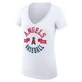 thumbnail image 2 of Women's G-III 4Her by Carl Banks White Los Angeles Angels Super-Slim Fit Lightweight City Graphic V-Neck T-Shirt, 2 of 5