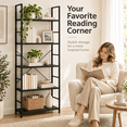 thumbnail image 5 of 5-Tier Modern Bookshelf, Tall Free Standing Open Bookcase with Metal Frame, Narrow Plant Stand and Display Storage Rack for Living Room, Home Office, Bedroom, 5 of 6
