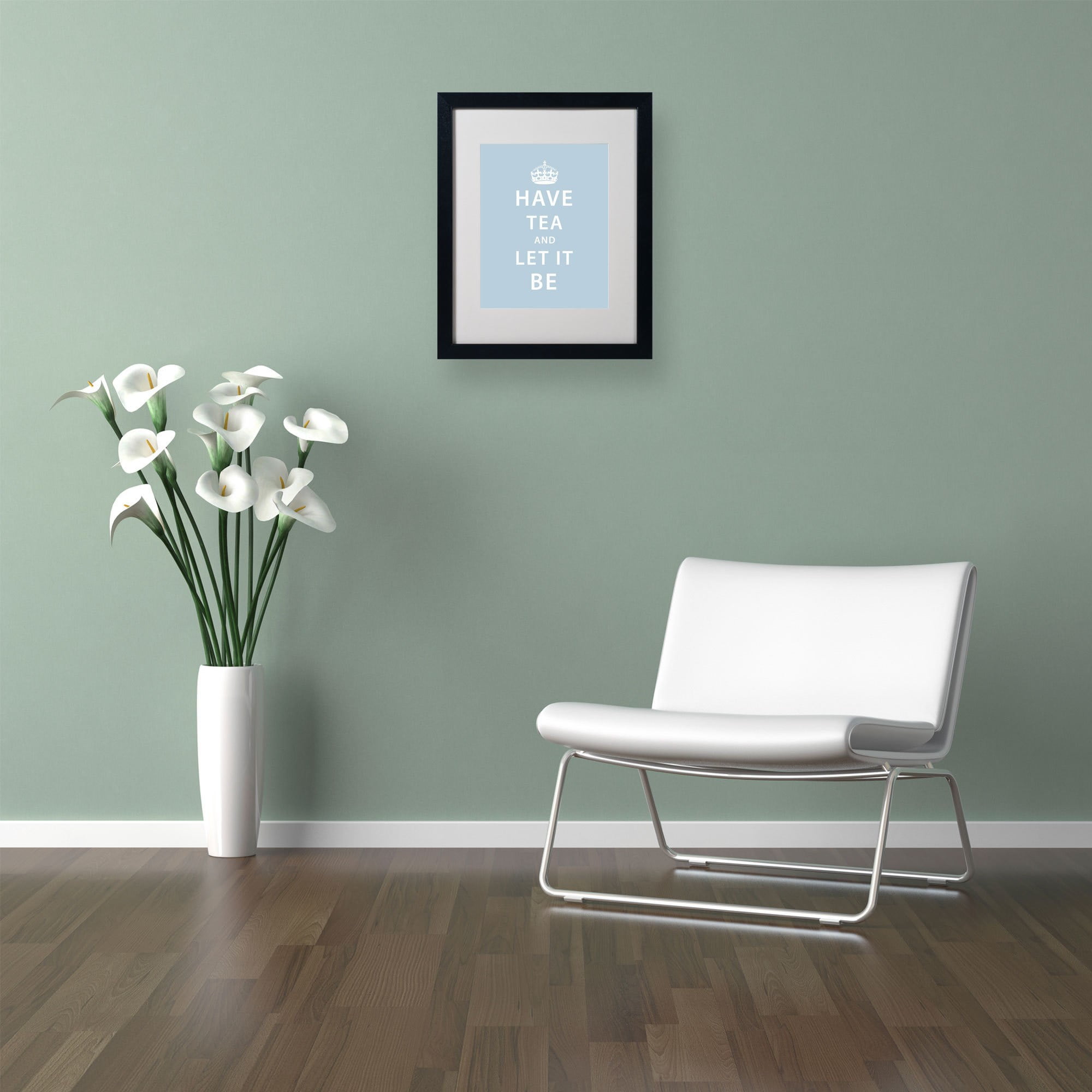 Trademark Fine Art "Have Tea" Canvas Art by Megan Romo, Black Frame