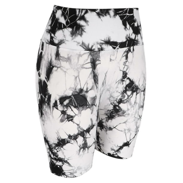 Yoga Shorts Tie Dyeing Comfortable High Waisted Slim Fit Butt Lifting Yoga Shorts for Women L