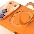 thumbnail image 4 of for iPhone 15 Case with Rotated Ring Holder Stand, Support Wireless Charging, Camera Lens Protector, Shockproof Slim Hybrid PC Liquid Silicone Phone Case for iPhone 15, Apricot, 4 of 8