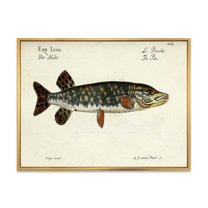 Designart 'Portrait Of A Green Fish On Beige' Nautical & Coastal Framed Canvas Wall Art Print