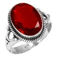 thumbnail image 1 of 925 Sterling Silver Ring For Women - Men Red Ruby Simulated Gemstone Silver Ring Size 10.5 July Birthstone Elegant Silver Ring Size 10.5 Friendship Day Gift For Wife 925 Silver Gemstone Jewelry, 1 of 5
