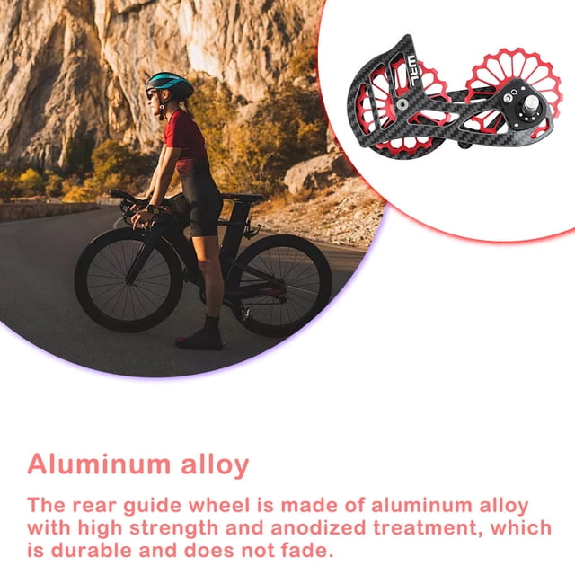 Oversized Ceramic Bearing Rustproof Pulley Rear Derailleur Cage Wear-resistant Hub Guide Wheel Kit Bike Accessories Outdoor Black/Red SD1