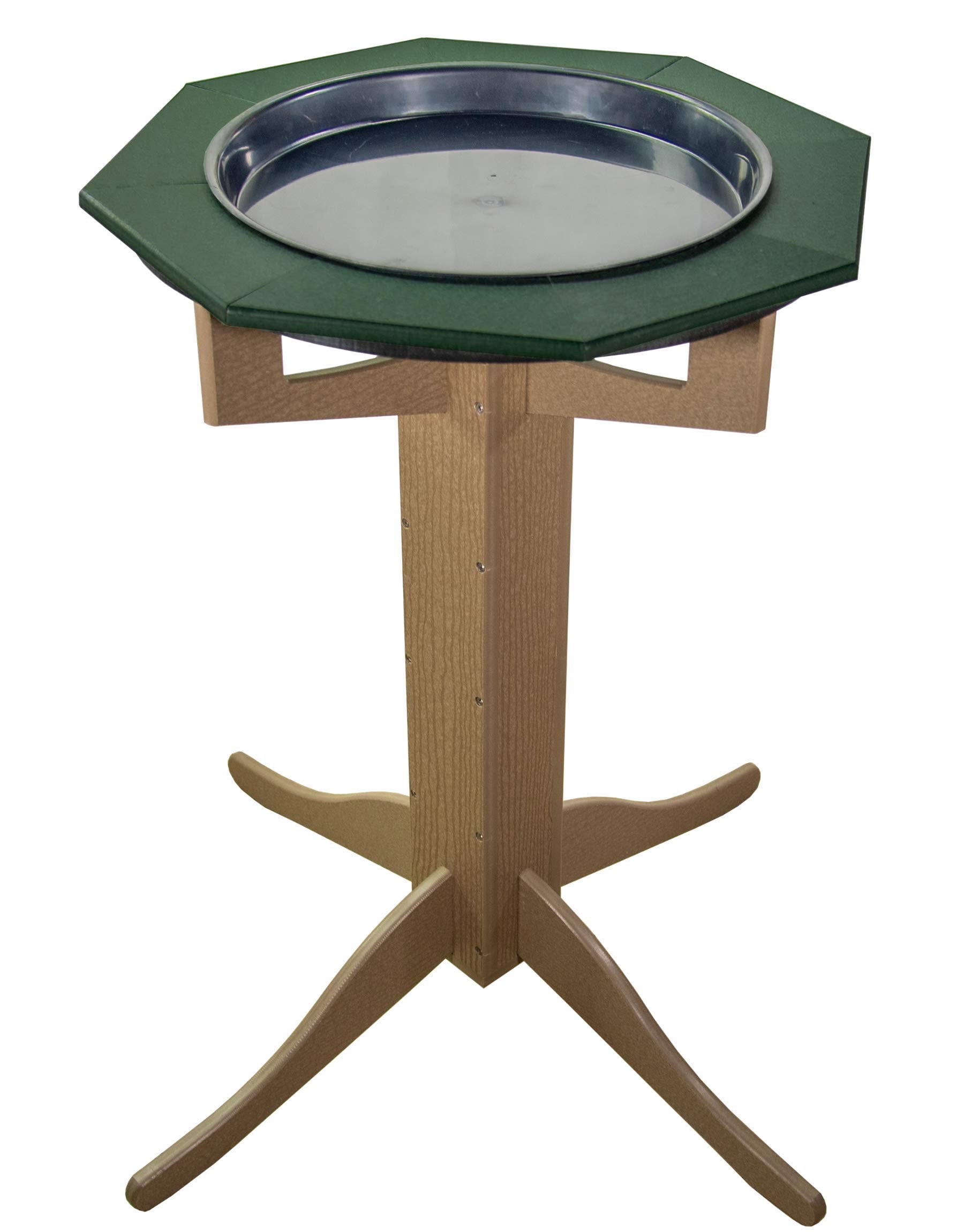 JCs Wildlife Poly Lumber Tan Pedestal Garden Bird Bath (Green)