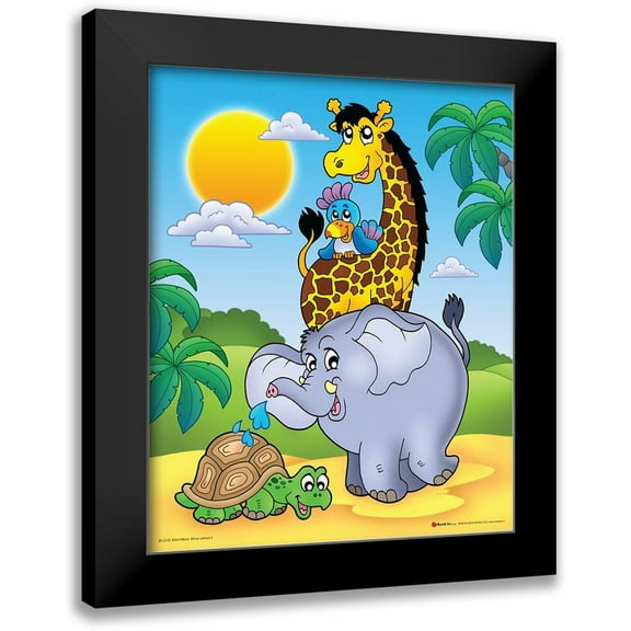 Viskova, Klara 15x18 Black Modern Framed Museum Art Print Titled - Happy African Animals II