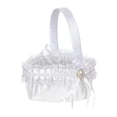 thumbnail image 2 of Cesta de flores de boda, cesta de flores de encaje blanco, elegante cesta de flores de satén para decoración de fiesta de de boda, 2 of 9