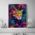 thumbnail image 2 of Mudket Framed Colorful Leopard Canvas Wall Art, Neon Jungle Animal Print Wall Decor, Trendy Wildcat Pictures Ready to Hang for Bedroom - 12"L x 8"W, 2 of 10