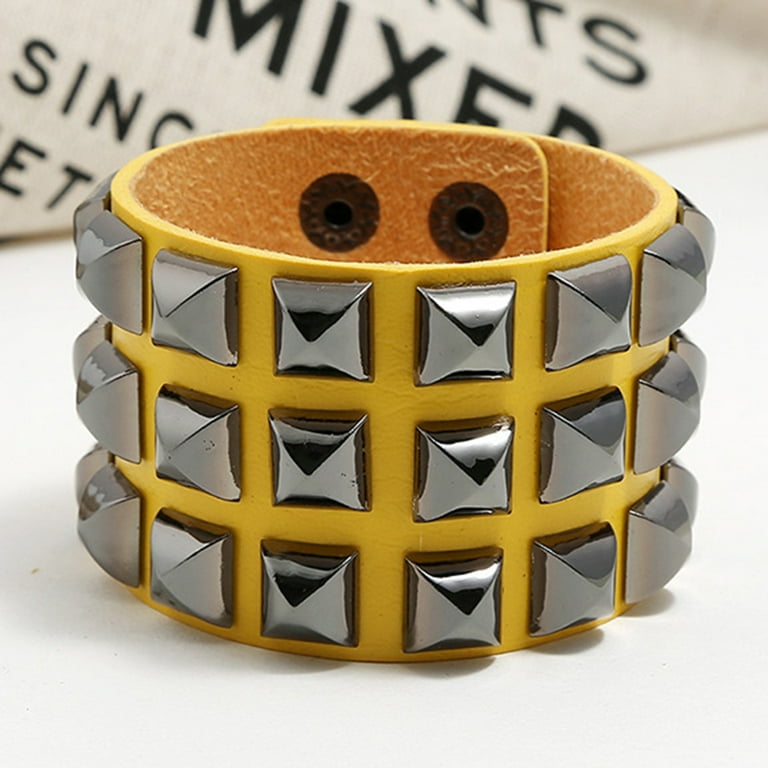 Anvazise Punk Men Women Club Square Rivet Studded Wide Cuff Anvazise Punk Men Women Club Square Rivet Studded Wide Cuff