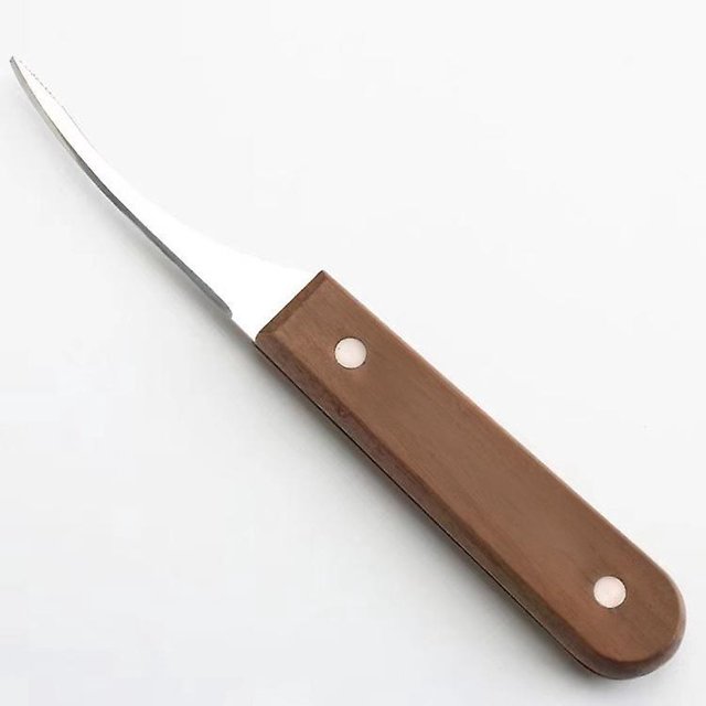 Cuchillo limpiador de camarones de acero inoxidable con mango deslizante de madera para herramientas de pelado de camarones de cocina