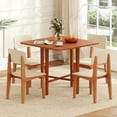 thumbnail image 2 of GOFLAME Square Drop Leaf Dining Table for 2-4 People, Folding Kitchen Table with Solid Rubber Wood Legs, Farmhouse Extendable Table for Dining Room, Living Room, Small Space, Walnut, 2 of 18