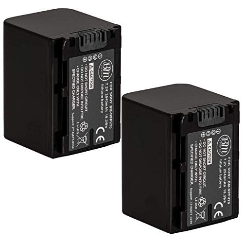 BM 2 Batteries NP-FV70 pour Sony FDR-AX700, PXW-Z90V, HXR-NX80, HDR-CX455/B HDR-CX675B, CX330, CX900, PJ340, PJ540, PJ670B, PJ810, FDR-AX33, FDR-AX53,