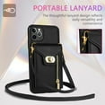 thumbnail image 2 of Dteck for Apple iPhone 11 Pro Max Zipper Pocket Case, Flip PU Leather Wallet Crossbody Shoulder Strap Lanyard Case with Credit Card Holder Women RFID Blocking Protective Purse Cover, black, 2 of 6
