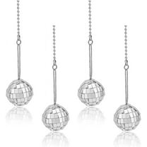 Plastic Ceiling Fan Pull Chain Extenders Disco Ball Pendant Decoration with Iron Ball Chains Platinum 380mm 4pcs/set