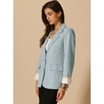 thumbnail image 3 of DARING DIVA Women's Notched Lapel Long Sleeve Jacket Suit Blazer XS Light Blue, 3 of 6