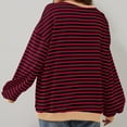 thumbnail image 4 of BODOAO Oversized Striped Crewneck Sweatshirt for Women Long Sleeve Color Block Pullover Tops Casual Loose Workout Shirt Women Oversized Striped Crew Neck Sweatshirt Loose Pullover Shirt Top Wine Xl, 4 of 9