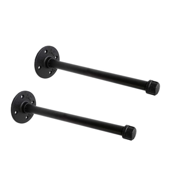 1/2" Industrial Black Iron Pipe Shelf Brackets, Rustic Wall Mounted DIY Shelving Brackets Hanging Custom Pipe Brackets for Floating Shelves (2, 10")
