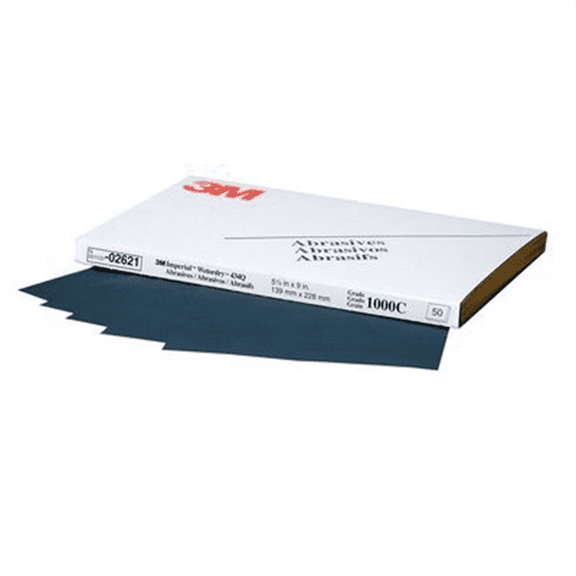 3M Imperial Wetordry 02621 434Q Series Abrasive Sheet, 5-1/2 in W x 9 in L, 1000 Grit, Fine Grade, Black