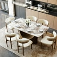 thumbnail image 5 of 71"-95" Extendable Hobart Modern Dining Table for 6-10, Glossy Pandora Sintered Stone Table, Bronze Carbon Steel Base, 5 of 7