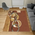 thumbnail image 2 of Modern Art Turkish Area Rug, Retro Surreal Abstract Circular and Square Shaped Art Lines on Murky Base, Carpet for Living Room Decor with Distressed Look, 6.6' X 9.6', Redbrown Camel, by Ambesonne, 2 of 4