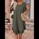thumbnail image 5 of Vestido Corto Holgado con Mangas Abullonadas, Bajo con Volantes, Cuello Redondo y Fruncido, Color Verde XXL, 5 of 10