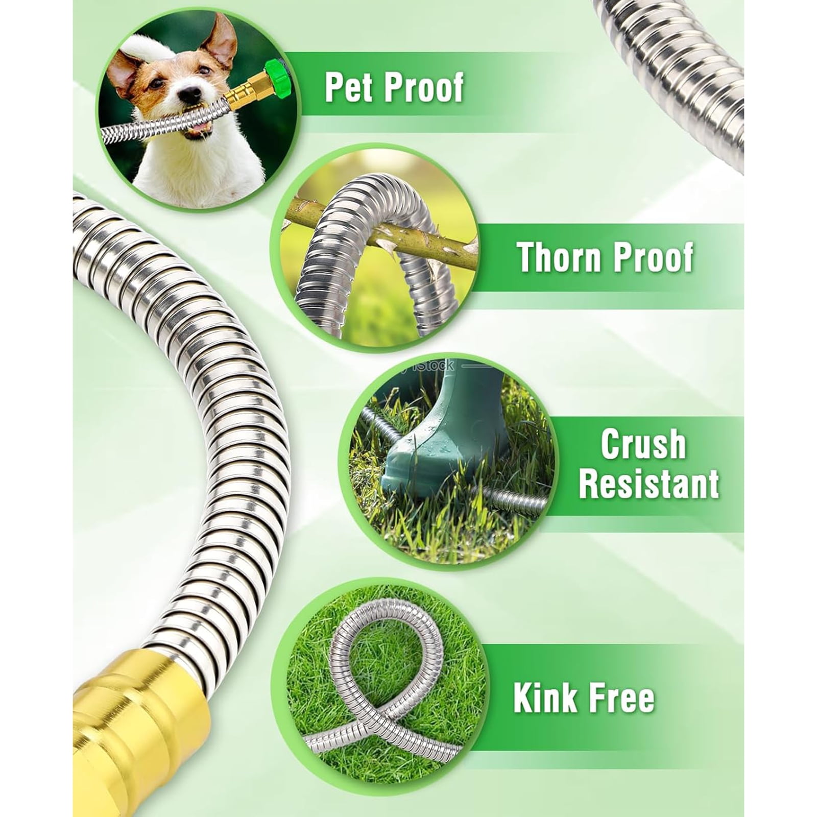 5ft Short Garden Hose Extender with Female to Male Connector Stainless Steel Garden Leader Hose Flexible Water Hoses