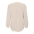 thumbnail image 6 of Holzkary Women's Puff Long Sleeve Tops Pleated V Neck T Shirts Tunic Blouses Womens V Neck Tops Puff Long Sleeve T Shirt Pleated Printed Blouse Shirts Beige S, 6 of 9